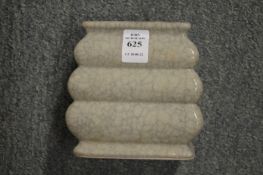 A Chinese crackle glazed ribbed square shaped vase.