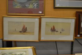 Marine watercolours, a pair.