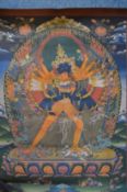 A modern Thangka on canvas, unframed.
