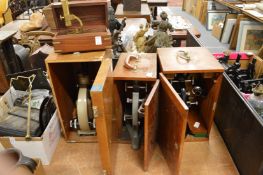 C Baker London, a binocular microscope, boxed and three other microscopes.