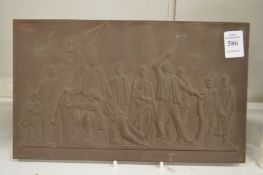 A Continental rectangular porcelain figural plaque.