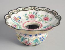 AN 18TH CENTURY CHINESE CANTON ENAMELLED PETAL FORM SPITTOON for the Islamic / Indian market, 11cm