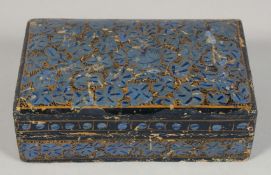 A SMALL PERSIAN RECTANGULAR LACQUERED WOOD BOX AND COVER. 12.5cm x 7.5cm