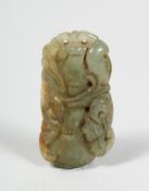 A SMALL CHINESE JADE CARVING, 4cm x 2cm.