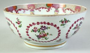 A SAMSON CHINESE FAMILLE ROSE STYLE PORCELAIN BOWL, painted with floral motifs, 28.5cm diameter