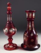 A 19TH CENTURY BOHEMIAN GLASS HUQQA BASE FOR THE OTTOMAN MARKET, 26.5cm high, together with a