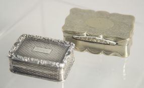 TWO SMALL GEORGIAN BOXES, one silver, one plated.