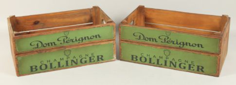 A PAIR OF WOODEN CHAMPAGNE BOXES