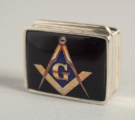 A SILVER PILL BOX 'MASONIC'