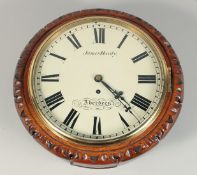 A GOOD VICTORIAN MAHOGANY CASED WALL CLOCK by JAMES HARDY, ABERDEEN, with white dials and Roman