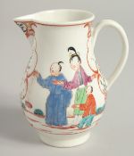 AN 18TH CENTURY WORCESTER SPARROW BEAK JUG, painted with Oriental figures including a boy in a