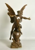 AFTER EMILE LOUIS PICAULT (1833-1915) French 'L'AVIATION'', A large bronze of a winged male study