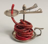 A GEORGIAN STYLE SILVER WAX JACK. London 1934, maker F.B. & S.