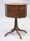 A 19TH CENTURY MAHOGANY OCTAGONAL SHAPED WRITING / WORKTABLE, with a fitted drawer, above a deep