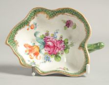 A SMALL DRESDEN LEAF DISH. 4ins long.