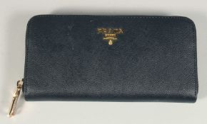 A PRADA BLACK LEATHER PURSE 7ins x 3.5ins.