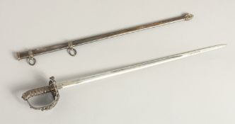 AN EDWARD VII SILVER SWORD AND SCABBARD. 13ins long. London 1903, maker G. W. W. & Co.