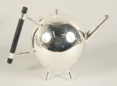 A CHRISTOPHER DRESSER DESIGN GLOBULAR PLATED TEA POT