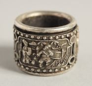 A CHINESE SILVER ARCHERS RING.