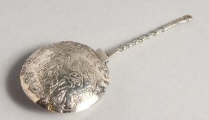 A MINIATURE DUTCH SILVER WARNING PAN.