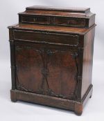 A GOOD 19TH CENTURY ANGLO INDIAN ROSEWOOD SECRETAIRE CABINET, the upper section with moulded and