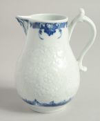 AN 18TH CENTURY WORCESTER SPARROW BEAK JUG, moulded and painted with the Chrysanthemum pattern,