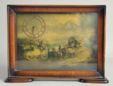 A PICTURE CLOCK with a scene by Cooper Henderson, two stagecoaches. See letter re: Princess