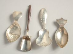 FOUR VARIOUS SILVER CADDY SPOONS