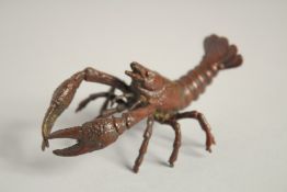 A JAPANESE BRONZE CRAYFISH. 3.5ins long.