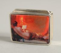 A SILVER PILL BOX 'NUDE'.