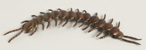 AN ARTICULATED BRONZE CENTIPEDE. 6ins long.