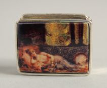 A SILVER PILL BOX 'NUDE'