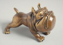 A BRONZE BULLDOG. 13cm long.