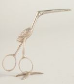 AN UNUSUAL PAIR OF GEORGE III STORK TWEEZERS OR SCISSORS. London 1790