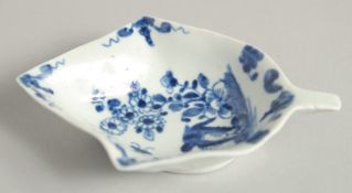 AN 18TH CENTURY WORCESTER EARLY LEAF DISH OF LUND'S BRISTOL shape painted with the Two Peony Rock