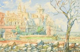 Mallia, Maltese, 'Mdina, Malta', watercolour, signed and dated '67, 7.5