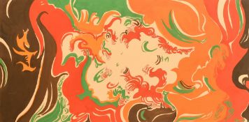 Stelio Scamanga (1934-2021) An abstract in orange, red, green and brown, gouache, signed and