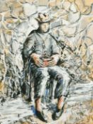 Elizabeth Hadden-Cave (20th Century) A seated figure, watercolour, inscription verso, 23.25