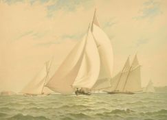After Fred S. Cozzens, 'Crossing the Line, New York Bay', a coloured print, 14