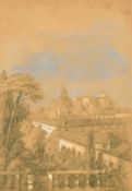 Circle of Edward Lear (19th Century), a pair of Italian views, pencil and watercolour, both dated