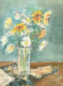 Euphemia McGeoch (20th Century) 'Vase with flowers', watercolour, signed and dated 1975, label