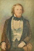 19th Century, Portrait of a young gentleman seated, watercolour, 12.5