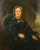 English School (19th Century) Portrait of a lady seated near a window, oil on canvas, 44