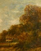 V. Leon, Circa 1900, a tree lined river landscape, oil, signed, 14