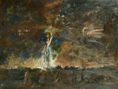 R.V.D. Heede, Circa 1960, Nocturnal Landscape, oil on board, 36