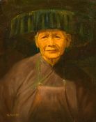 Mid-20th Century Chinese School, a portrait of a lady, oil on canvas, signed Chan, 24