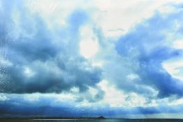Dora Bertolutti Howard (b. 1957), a view of rocky headland beneath breaking skies, canvas print,