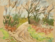 Paul Maze (1887-1979), Landscape, a lane through the trees, pastel, signed, 6.5