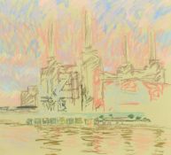 20th Century, a study of Battersea Power Station, pastel, 15.5