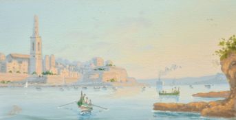 Joseph Bonello (b. 1878) Maltese, a pair of Maltese Harbour views, gouache, signed with initials and